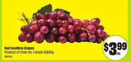 FreshCo Red Seedless Grapes Product of Chile No. 1 Grade 8.80/kg offer