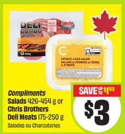 FreshCo Compliments Salads 426-454 g or Chris Brothers Deli Meats 175-250 g Salades ou Charcuteries offer