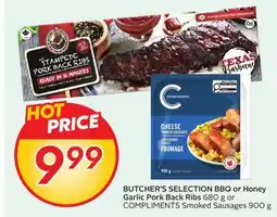 Sobeys BUTCHER'S SELECTION BBQ or Honey Garlic Pork Back Ribs offer