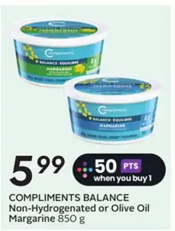 Sobeys COMPLIMENTS BALANCE Non-Hydrogenated or Olive Oil Margarine offer
