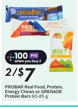 Sobeys PROBAR Real Food, Protein, Energy Chews or GRENADE Protein Bars offer