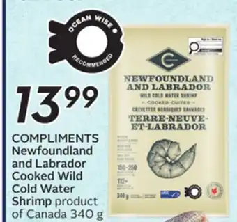 Sobeys COMPLIMENTS Newfoundland and Labrador Cooked Wild Cold Water Shrimp offer
