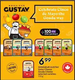 Sobeys MONSIEUR GUSTAV Swiss Cheese Gouda Cheese Selected Varieties offer