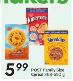 Sobeys POST Family Size Cereal offer