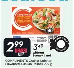 Sobeys COMPLIMENTS Crab or Lobster-Flavoured Alaskan Pollock offer