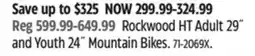 Canadian Tire Raleigh Rockwood HT Adult 29˝ and Youth 24˝ Mountain Bikes offer
