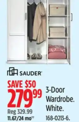 Canadian Tire Sauder 3-Door Wardrobe offer