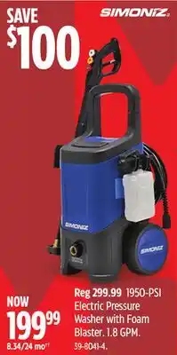 Canadian Tire SIMONIZ Electric Pressure Washer with Foam Blaster offer