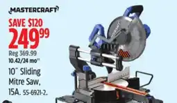 Canadian Tire Mastercraft 10˝ Sliding Mitre Saw, 15A offer