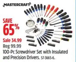 Canadian Tire Mastercraft 100-Pc Screwdriver Set with Insulated and Precision Drivers offer