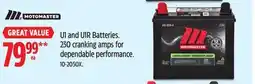 Canadian Tire MOTOMASTER U1 and U1R Batteries offer