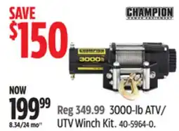 Canadian Tire Champion Power Equipment 3000-lb ATV/ UTV Winch Kit offer