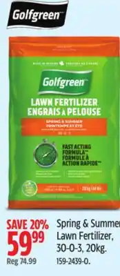 Canadian Tire Golfgreen Spring & Summer Lawn Fertilizer offer