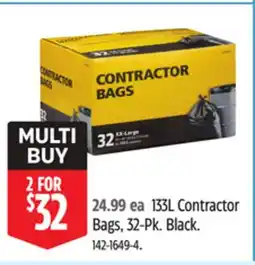 Canadian Tire 133L Contractor Bags, 32-Pk Black offer