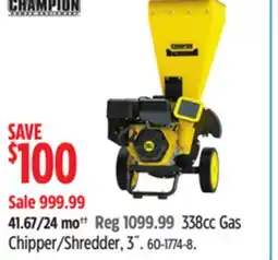 Canadian Tire Champion Power Equipment 338cc Gas Chipper/Shredder, 3˝ offer