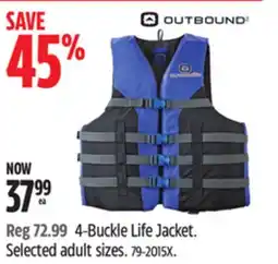 Canadian Tire Outbound 4-Buckle Life Jacket. Selected adult sizes offer