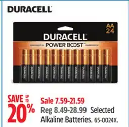 Canadian Tire Duracell Selected Alkaline Batteries offer