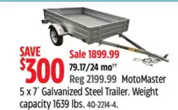 Canadian Tire MotoMaster 5 x 7´ Galvanized Steel Trailer offer