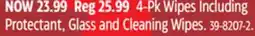 Canadian Tire 4-Pk Wipes Including Protectant, Glass and Cleaning Wipes offer