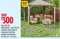 Canadian Tire Canvas Coastline Taupe Street & Aluminum Hard-Top Gazebo with Netting offer