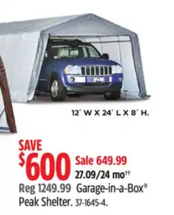 Canadian Tire Shelter Logic Garage-in-a-Box Peak Shelter offer