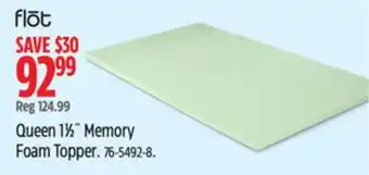Canadian Tire FLOT Queen 1 1⁄2˝ Memory Foam Topper offer
