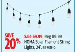 Canadian Tire NOMA Solar Filament String Lights, 24´ offer