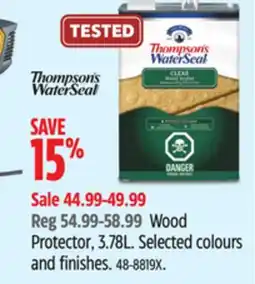 Canadian Tire Thompson's Waterseal Wood Protector, 3.78L offer