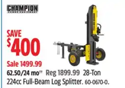 Canadian Tire Champion Power Equipment 28-Ton 224cc Full-Beam Log Splitter offer