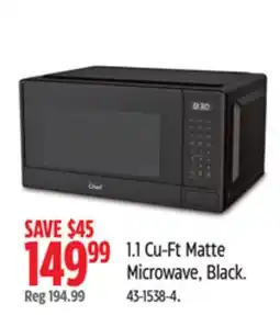 Canadian Tire MasterChef 1.1 Cu-Ft Matte Microwave, Black offer