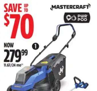 Canadian Tire Mastercraft 2 x 20V Brushless Lawn Mower, 14 with 2 x 4Ah Batteries & Charger offer