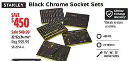 Canadian Tire Stanley Black Chrome Socket Sets offer