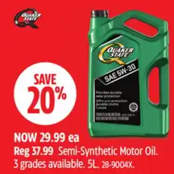 Canadian Tire Quaker State Semi-Synthetic Motor Oil offer