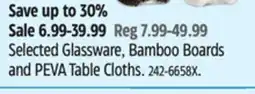 Canadian Tire Selected Glassware, Bamboo Boards and PEVA Table Cloths offer