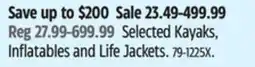 Canadian Tire Evoke Selected Kayaks, Inflatables and Life Jackets offer