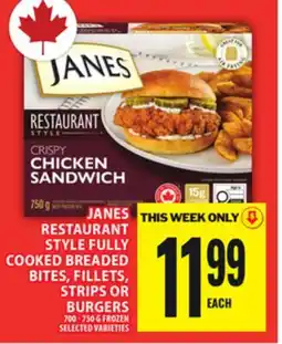Food Basics JANES RESTAURANT STYLE FULLY COOKED BREADED BITES, FILLETS, STRIPS OR BURGERS offer