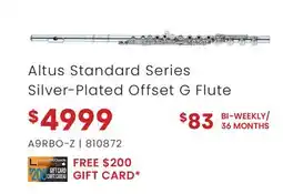 Long & McQuade Altus Standard Series Silver-Plated Offset G Flute offer