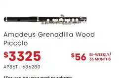 Long & McQuade Amadeus Grenadilla Wood Piccolo offer
