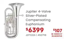 Long & McQuade Jupiter 4-Valve Silver-Plated Compensating Euphonium offer