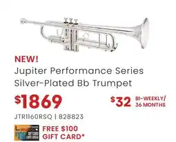 Long & McQuade Jupiter Performance Series Silver-Plated Bb Trumpet offer