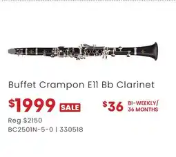 Long & McQuade Buffet Crampon E11 Bb Clarinet offer
