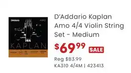 Long & McQuade D'Addario Kaplan Amo 4/4 Violin String Set - Medium offer