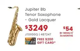 Long & McQuade Jupiter Bb Tenor Saxophone - Gold Lacquer offer