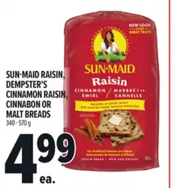 Metro SUN-MAID RAISIN, DEMPSTER'S CINNAMON RAISIN, CINNABON OR MALT BREADS offer