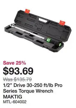 Bumper to Bumper 1/2 Drive 30-250 ft/lb Pro Series Torque Wrench offer