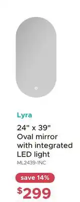 Bath Depot Lyra 24 x 39 Oval mirror with integrated LED light offer