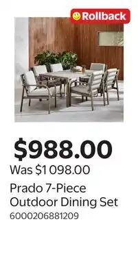 Walmart Prado 7-Piece Outdoor Dining Set offer