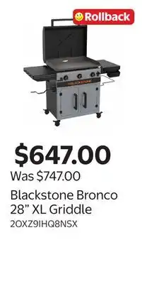 Walmart Blackstone Bronco 28 XL Griddle offer