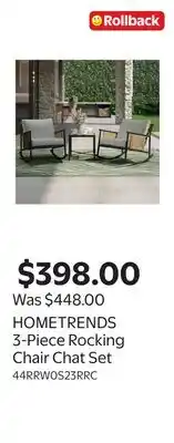 Walmart HOMETRENDS 3-Piece Rocking Chair Chat Set offer