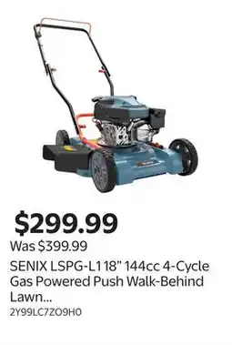 Walmart SENIX LSPG-L1 18 144cc 4-Cycle Gas Powered Push Walk-Behind Lawn Mower, Side Discharge offer